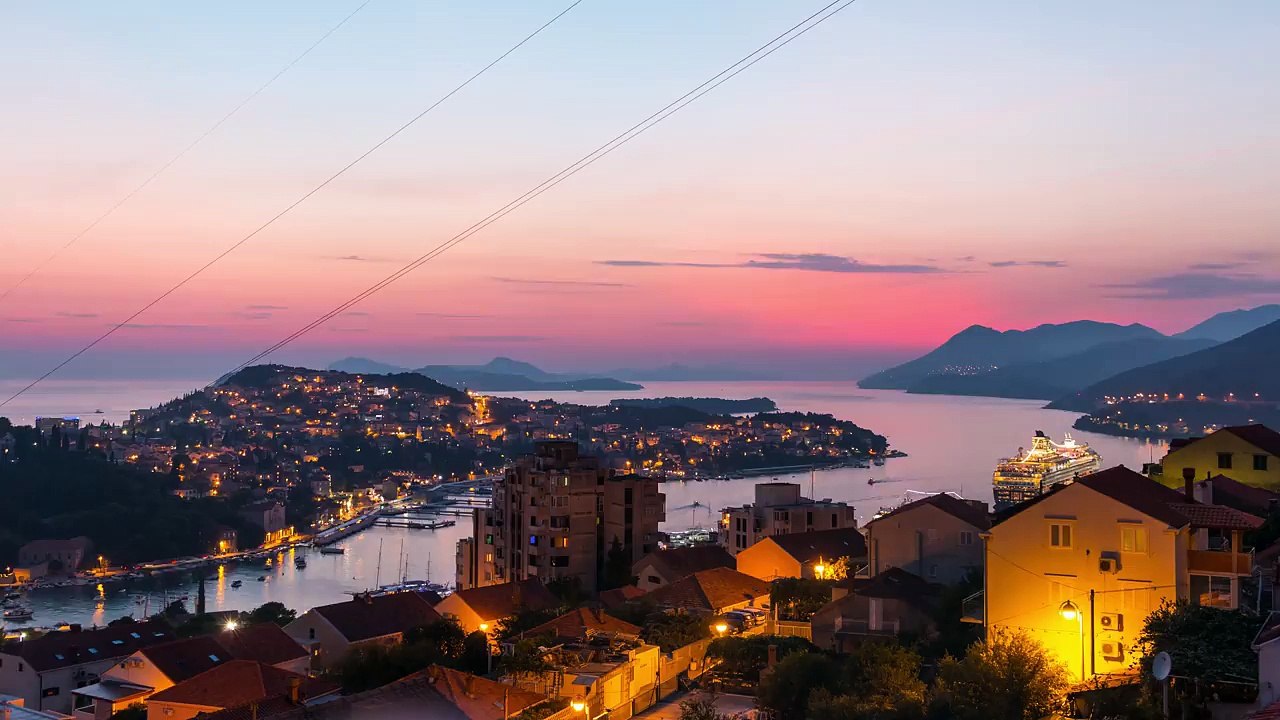 Free Video Background - dubrovnik sunset sea city timelapse time lapse (Video Loop)