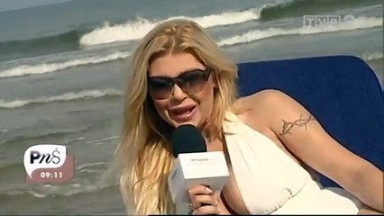 2012 "Pytanie na śniadanie" Iwona Węgrowska na plaży.