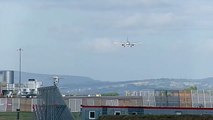 Brussels Airlines Aerosmurf NEAR GO-AROUND at Manchester Airport! | CROSSWIND LANDING!!