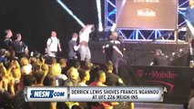 Derrick Lewis violently shoves Frances Ngannou at UFC 226 weigh-ins