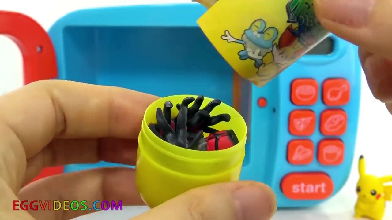 Learn Colors with Balls for Kids  Microwave Surprise Toys Pokemon Go Pikachu EggVideos.com
