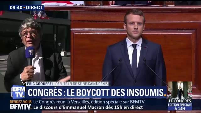Congrès à Versailles: Les parlementaires ont juste le droit de se taire (...) d'être des pots de fleur , regrette Eric Coquerel qui explique le boycott de LFI