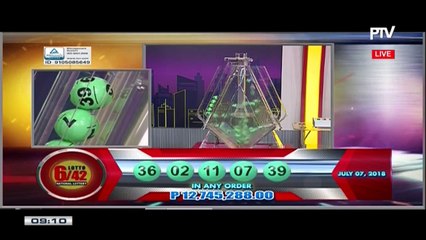 PCSO 9 PM Lotto Draw, July 7, 2018