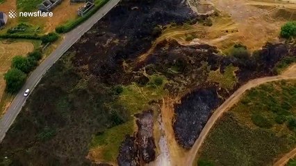 Drone footage captures gorse fire damage in North Wales