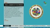 OEA pide a Colombia redoblar medidas para evitar crímenes de líderes