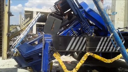 Tekirdağ'da inşaatta vinç devrildi: 1 işçi yaralandı