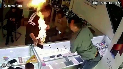 Phone explodes in repairman's hand during routine maintenance