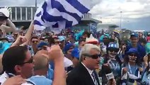 Así se vive la previa de Uruguay  vs Francia  en las afueras del estadio.Hoy arrancan los Cuartos de Final del Mundial de Rusia 2018 