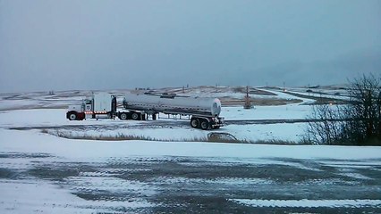 North Dakota Oil Truck Stuck in Snow