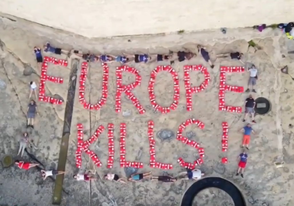 Activists Spell 'Europe Kills' in Life Vests as...