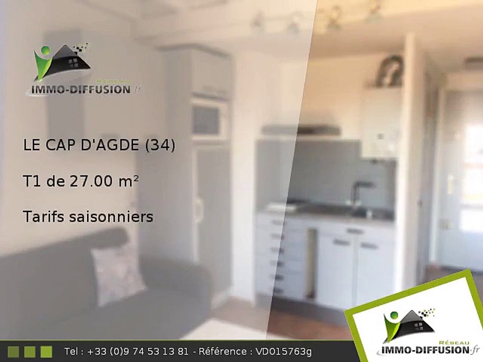 T1 27.00m2 A louer sur Le cap d'agde - Tarifs saisonniers