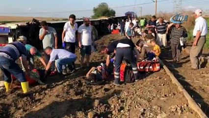 Tekirdağ Çorlu'da yolcu treni devrildi! Olay yerinden ilk görüntüler