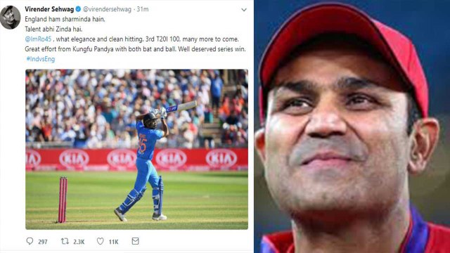 India Vs England 3rd T20: Virender Sehwag salutes Rohit's Talent, Trolls England | वनइंडिया हिंदी