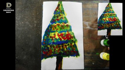 how to draw a Christmas Tree(Finger painting) step by step ( 84 )