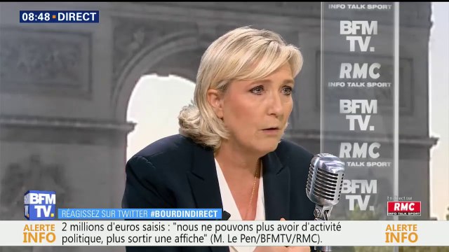 Saisie de 2 millions d'euros: On en a marre des persécutions (...) on nous tue progressivement , s'indigne Marine Le Pen