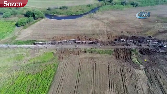 Tren faciası sonrası oluşan enkaz, havadan görüntülendi