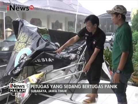 Hujan Disertai Angin Kencang Terjang Surabaya, Tenda di Polda Jatim Berterbangan - iNews Malam 07/03