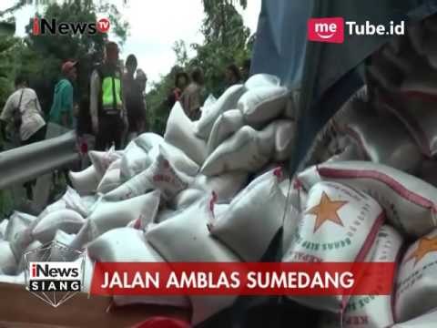 Akibat Jalan Amblas, Truk Bermuatan 9 Ton Beras Terbalik di Sumedang - iNews Siang 20/03
