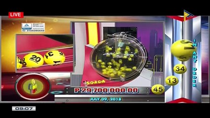 PCSO 9 PM Lotto Draw, July 9, 2018