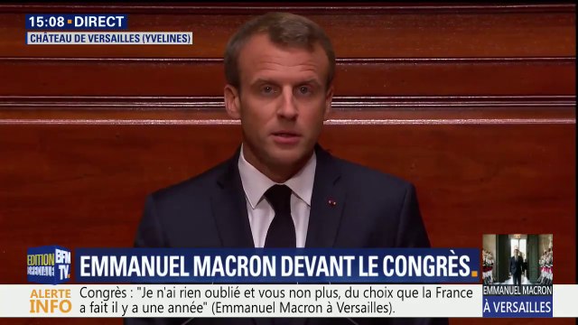 Macron devant le Congrès: Je sais que je ne peux pas tout, je sais que je ne réussis pas tout, mais mon devoir est de ne jamais m'y résoudre et de mener inlassablement ce combat