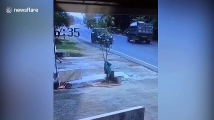 Scooter drives itself into wall after rider is taken out by SUV