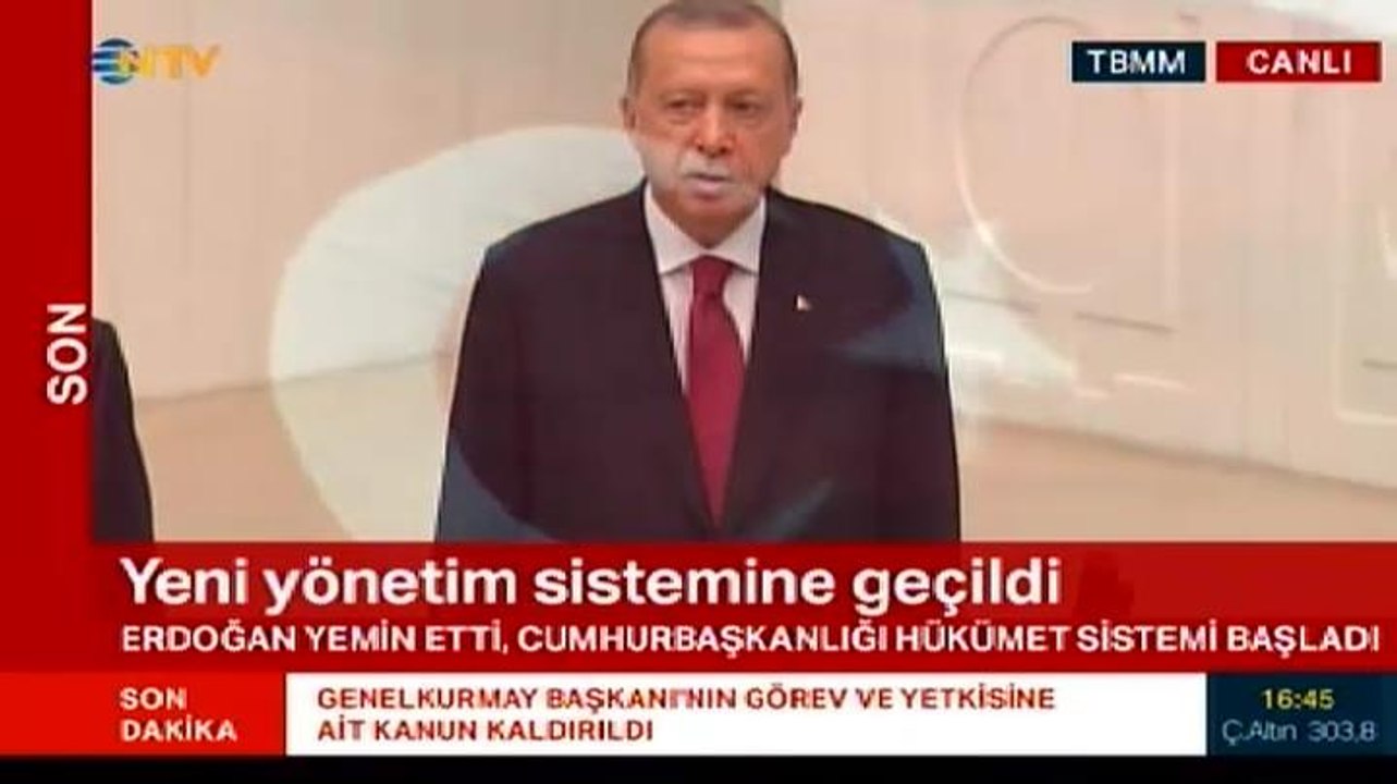 Cumhurbaşkanı Erdoğan yemin etti (Yeni Başkanlık sistemi resmen başladı)