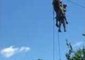 Father and Son Get Stuck on Zipline Over Alligator-Infested Water