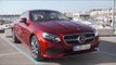 The new Mercedes-Benz E 220 d 4MATIC Coupe Exterior Design in Hyacinth Red Metallic Trailer
