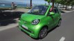 smart fortwo cabrio electric drive electric green Driving in the city | AutoMotoTV