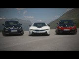The BMW i3, the BMW i3s and the BMW i8 at the Timmelsjoch