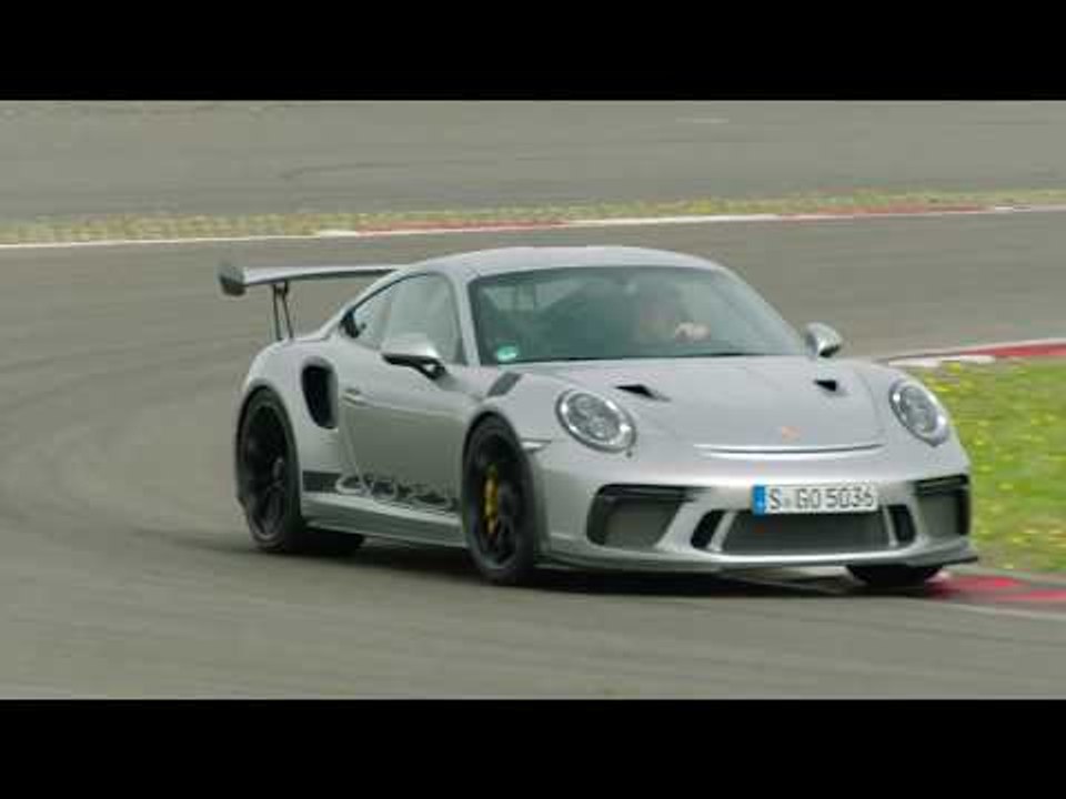 Porsche 911 GT3 RS GT in Silver on the track
