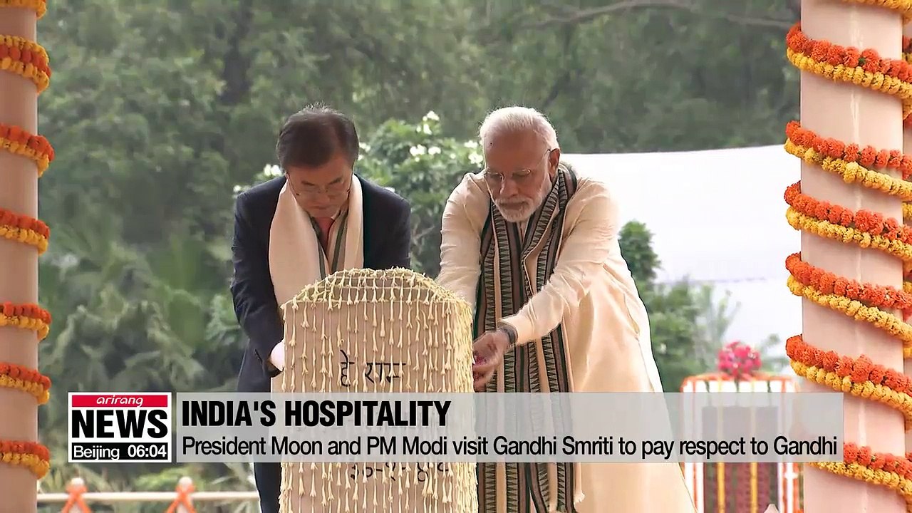 President Moon and PM Modi visit Gandhi Smriti to pay respect to Gandhi