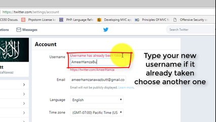 How to change Twitter @username