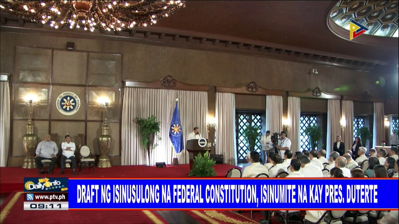 Draft ng isinusulong na federal constitution, isinumite na kay Pres. #Duterte