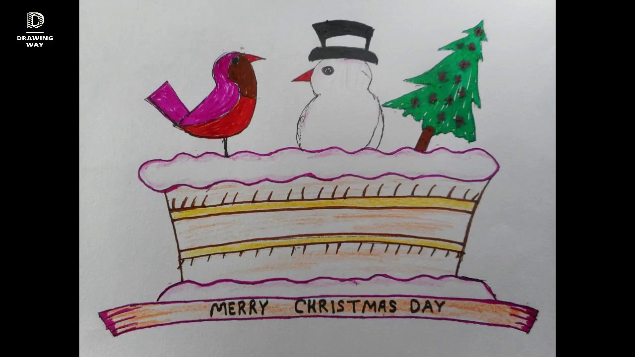 how to draw a christmas cake for chrismas day ( 97)