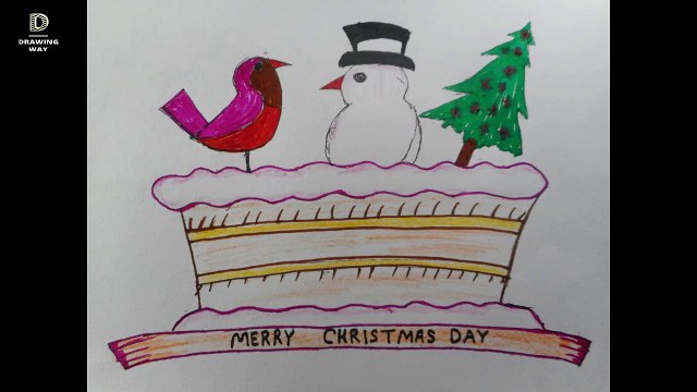 how to draw a christmas cake for chrismas day ( 97)