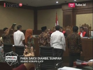 Para saksi diambil sumpah di persidangan korupsi E-KTP - Special Report 06/04