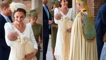 Compares Kate Middleton's christening outfit for Prince Louis and Prince George and Charlotte's