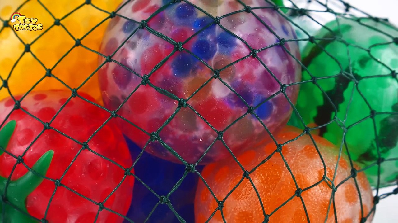 Learn Colors with Giant Squish Balls Stress Ball Slime Cutting Surprise Toys Creative Fun for Kids