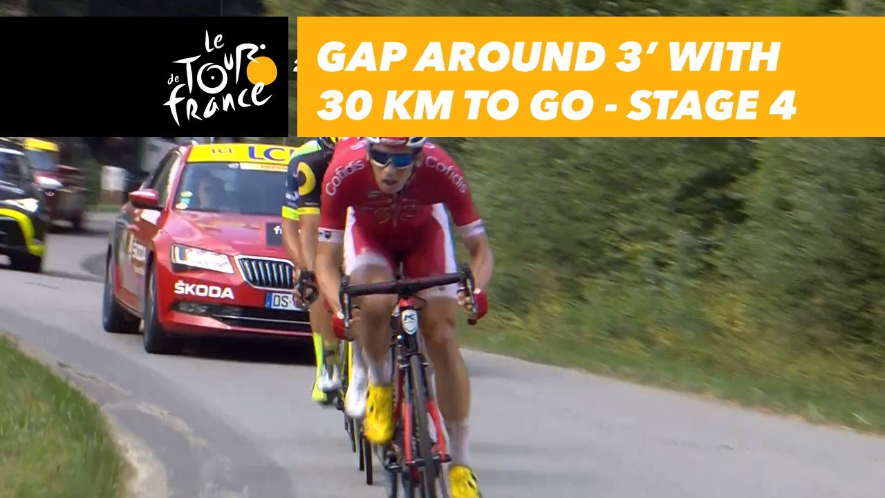 Presque 3' d'avance à 34 km du but / Gap around 3' and 34 km to go - Étape 4 / Stage 4 - Tour de France 2018