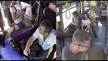 Hareket halindeki otobüste yolcu şoför kavgası kamerada - ANTALYA