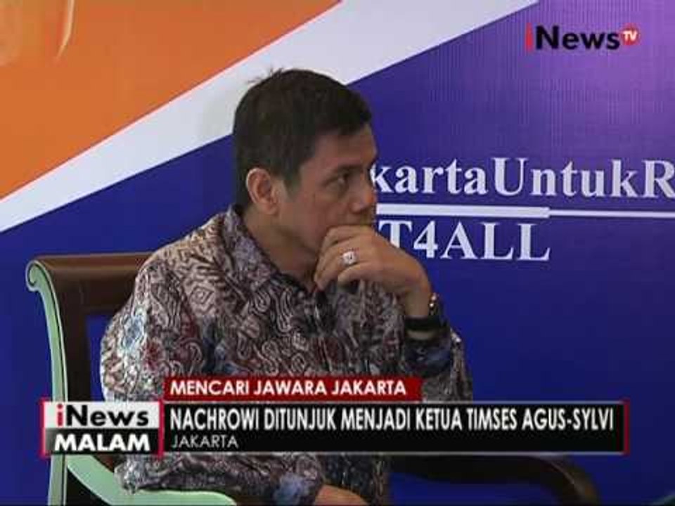 Nachrowi ditunjuk menjadi ketua tim sukses Agus-Sylviana - iNews Malam 03/10