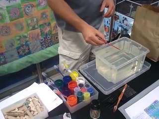 Marbling 4 fun onto 3D pottery