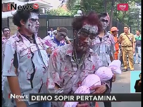 Protes Pemecatan Sepihak, Supir Truk Pertamina Berdemo Dengan Penampilan Zombie - iNews Siang 23/10