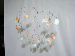 Kinetic Hanging Mobile Art Peach Kabookink Watercolor Mobile Sculpture