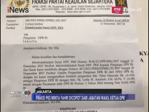 Fraksi PKS Minta Fahri Hamzah Dicopot dari Wakil Ketua DPR - iNews Malam 12/12