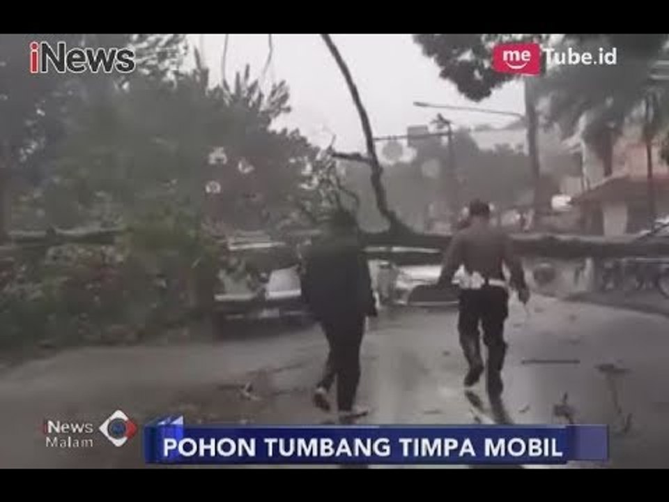 Pohon Mahoni Tumbang Timpa 2 Mobil, Petugas Kesulitan Lakukan Evakuasi - iNews Malam 02/03