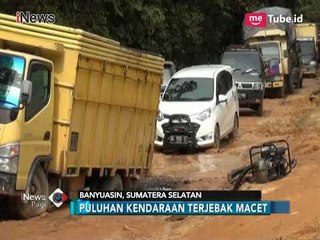 Jalan Rusak dan Becek di Banyuasin, Puluhan Kendaraan Terjebak Macet - iNews Pagi 31/03