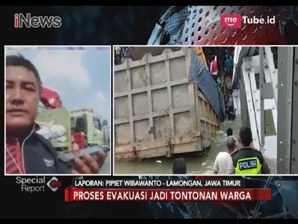 Posisi Truk Terbalik Sulitkan Petugas Evakuasi Jembatan Lamongan - Special Report 18/04