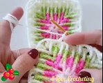 Crochet. Square Knitted Multicolor, Very Beautiful. an Unusual Way of Crocheting